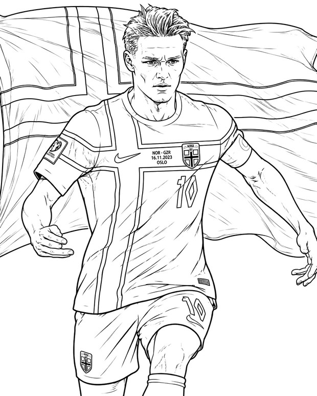 Coloring page - Martin Ødegaard - Norway football team