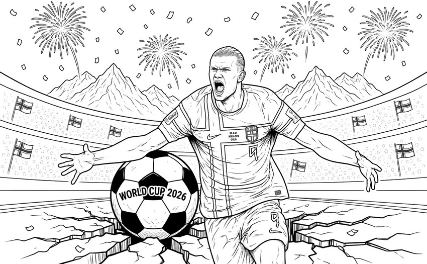 Downloadable coloring - The earth shook in Norway - Norway football team