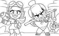 Ausmalbild zum Herunterladen - Nori & Wendy - Brawl Stars - Ramenrebellion