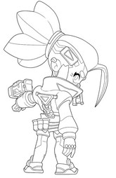 Ausmalbild zum Ausdrucken - Cyber Shelly - Brawl Stars - Nanonudeln