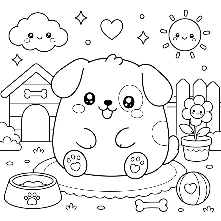 Coloring page - Dog - Squishy Animals