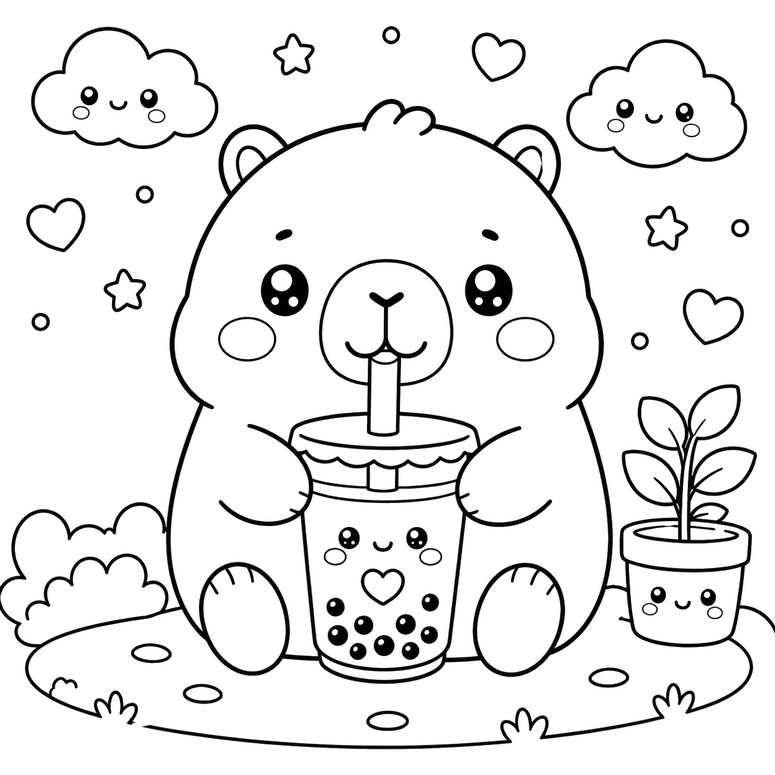 Drawing to color - Capybara - Squishy Animals