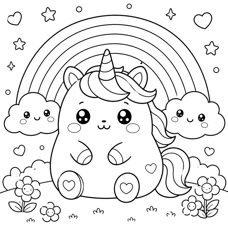 Printable coloring - Unicorn - Squishy Animals