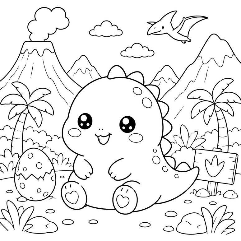 Free coloring page - Dinosaur - Squishy Animals
