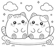 Drawing to color - Cats - Squishy Animals