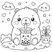 Free coloring page - Capybara - Squishy Animals