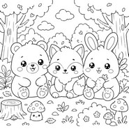 Image to color - Rabbit, Fox and Bear - Squishy Animals
