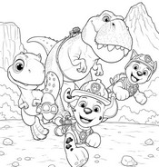 Coloring sheet - Running with Dinosaur Friends - PAW Patrol: The Dino Movie