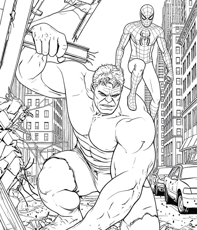 塗り絵 - Hulk - スパイダーマン：ブランド・ニュー・デイ