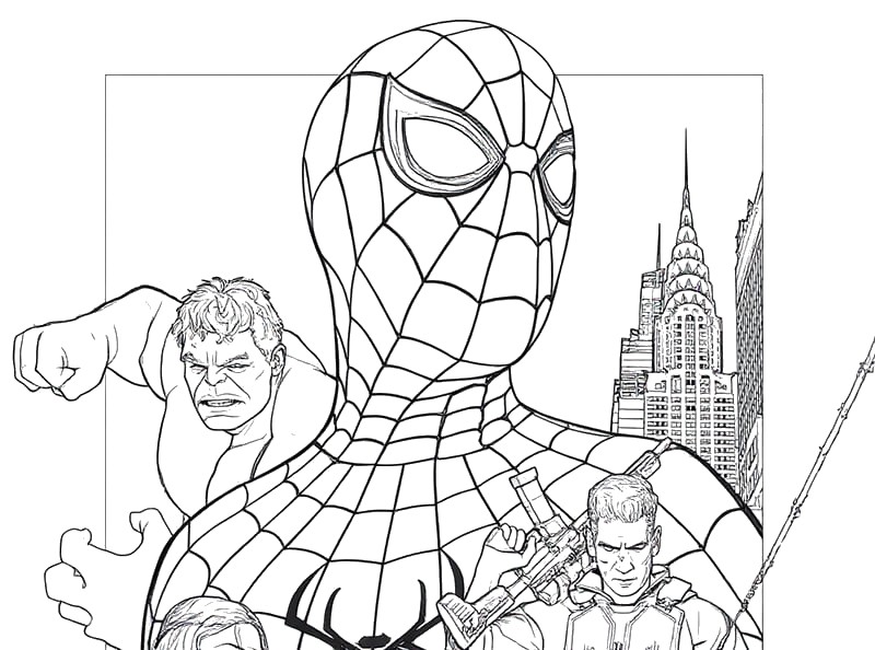 印刷用塗り絵 - Scorpion & Punisher - スパイダーマン：ブランド・ニュー・デイ