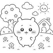 Drawing to color - In front of the house - Chiikawa