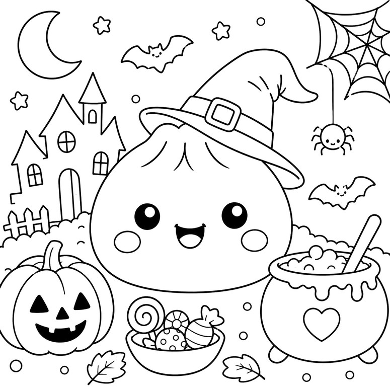 Downloadable coloring - Halloween - Squishy Dumpling - Autumn