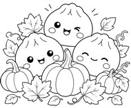 Downloadable coloring - Pumpkins - Squishy Dumpling - Autumn