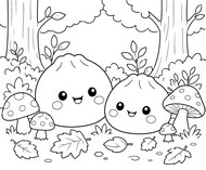 Printable coloring - Mushrooms - Squishy Dumpling - Autumn