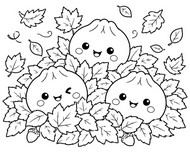 Drawing to color - Pile of leaves - Squishy Dumpling - Autumn