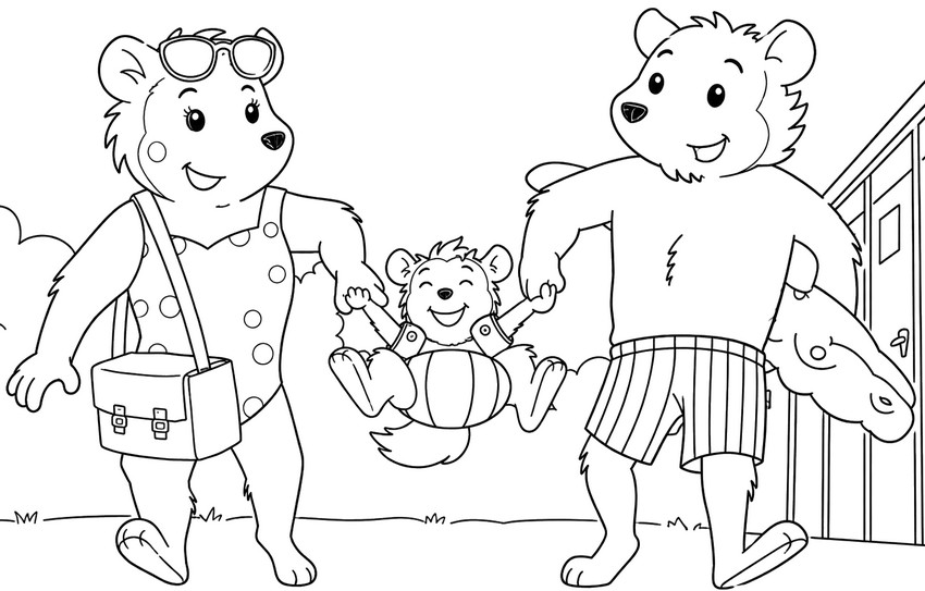 Ausmalbild zum Herunterladen - Mit Mama und Papa unterwegs - Bobo Siebenschläfer