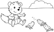 Kostenloses Ausmalbild - Kleine Vögel füttern - Bobo Siebenschläfer