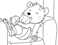 Bild zum Ausmalen - Kuscheln mit dem Kätzchen - Bobo Siebenschläfer