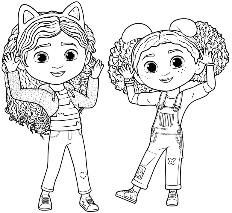 색칠할 그림 - 두 자매 - Doozie - 개비의 매직 하우스