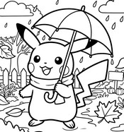 塗り絵用紙 - ピカチュウ - 秋のポケモン