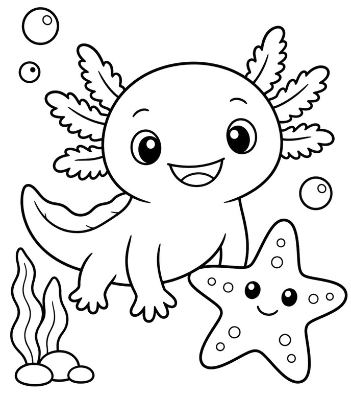 色塗り用イラスト - ヒトデ - アホロートル