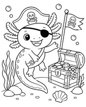 印刷用塗り絵 - 海賊 - アホロートル