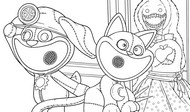 色塗り用イラスト - ポー、キャットナップ、ヤーナビー - Escape from Playtime