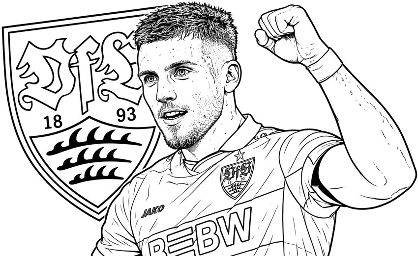 Kolorowanka do pobrania - Ermedin Demirović - Liga Mistrzów 2027