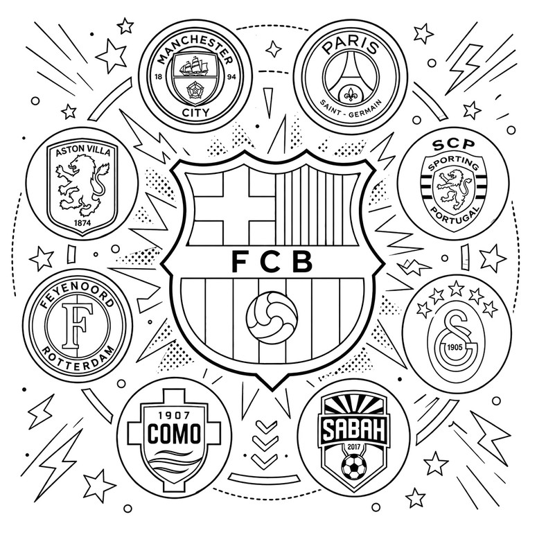 Free coloring page - Barcelona's opponents - Champions League 2027