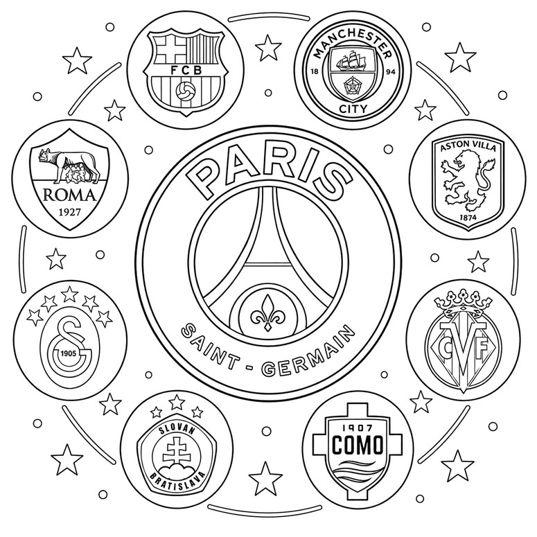 Printable coloring - PSG's opponents - Champions League 2027