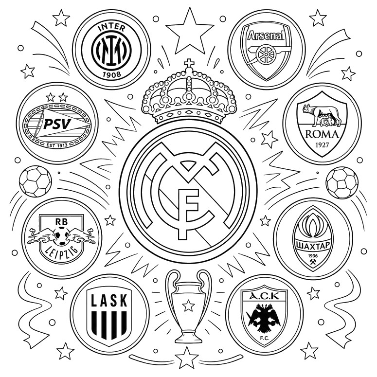 Coloring sheet - Real Madrid's Opponents - Champions League 2027
