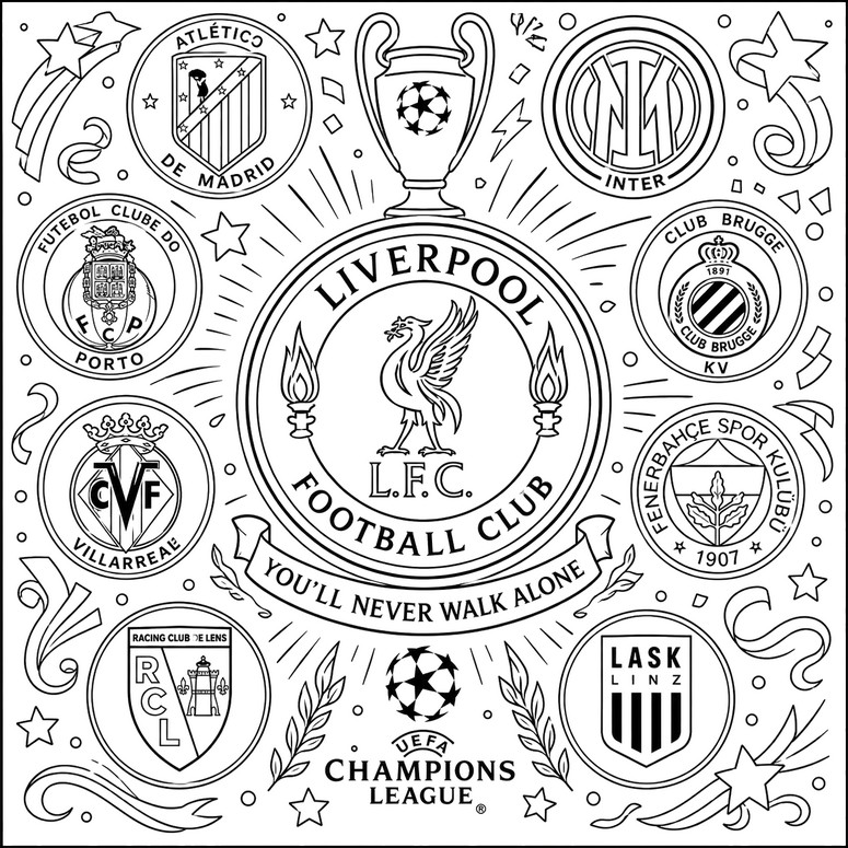 Downloadable coloring - Liverpool's opponents - Champions League 2027