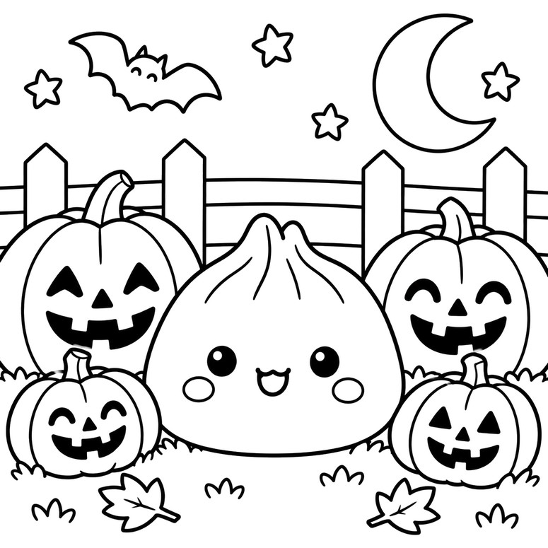 Kolorowanka do pobrania - Dynie - Squishy Dumpling - Halloween