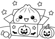 Kolorowanka do pobrania - W pudełku - Squishy Dumpling - Halloween
