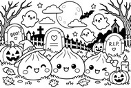 Darmowa kolorowanka - Cmentarz - Squishy Dumpling - Halloween