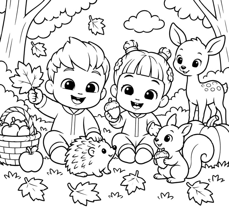 Desenho para imprimir - Com Minjee - Bebefinn - Outono