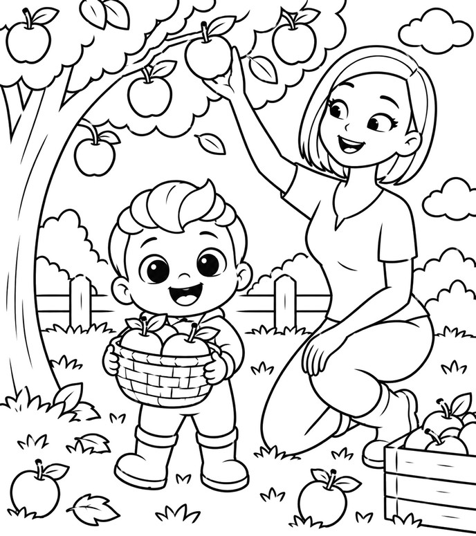 Desenho gratuito - Maçãs - Bebefinn - Outono