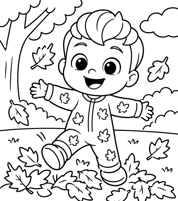 Folha para colorir - As folhas - Bebefinn - Outono