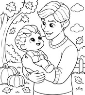 Desenho gratuito - Com o papai - Bebefinn - Outono