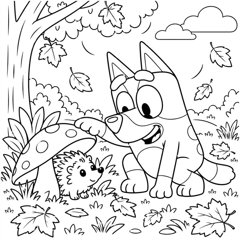 Desenho gratuito - O ouriço - Bluey - Outono