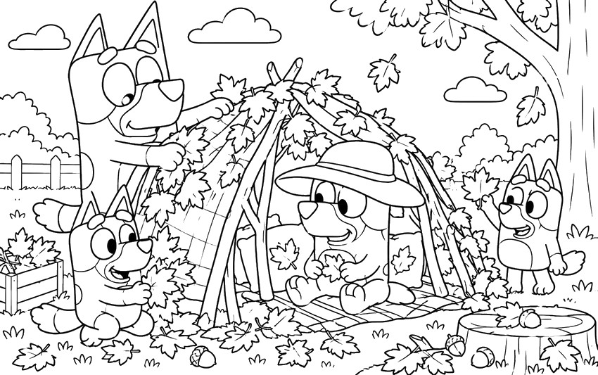 Desenho para baixar - A cabine - Bluey - Outono