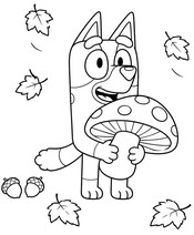 Ilustração para colorir - O cogumelo - Bluey - Outono