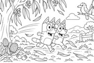 Desenho para imprimir - Outono australiano - Bluey - Outono