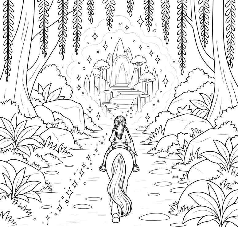 Image to color - The magic passage - Unicorn Academy : Island of Magic