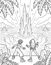 무료 색칠그림 - 거대한 수정들 - 포가튼 아일랜드