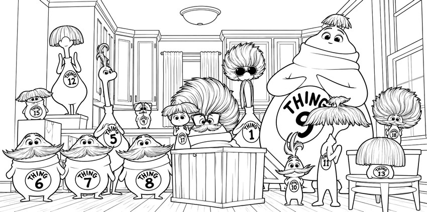 Coloriage à télécharger - La famille des Things - Le Chat chapeauté 2026