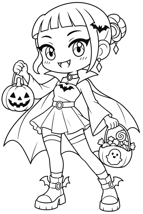 Illustrazione da colorare - Zoey - Kpop Demon Hunters - Halloween