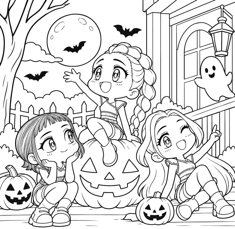 Disegno da stampare - Chibi - Kpop Demon Hunters - Halloween