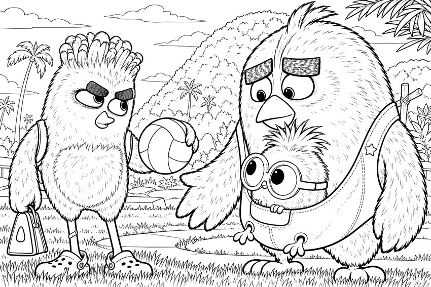 Foglio da colorare - Red, Silver e Olly - The Angry Birds Movie 3