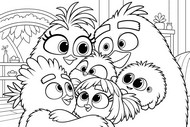 Illustrazione da colorare - La famiglia - The Angry Birds Movie 3
